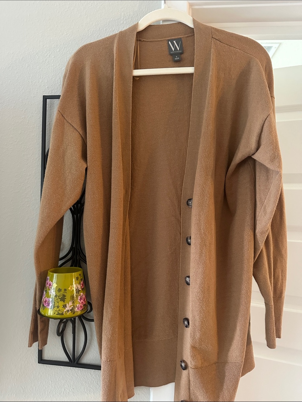 W by Worth Camel Brown Button-Front Cardigan